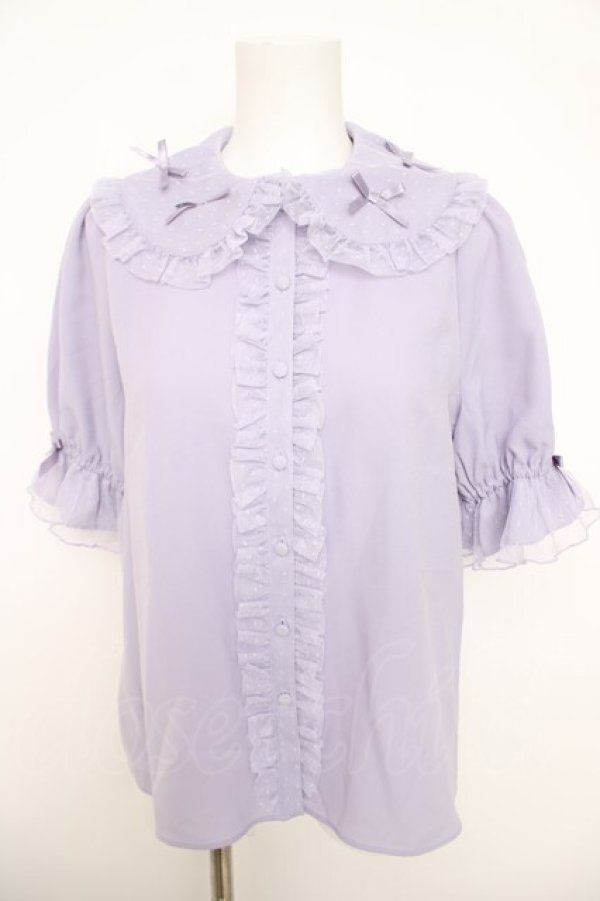 画像1: axes femme kawaii / プチリボン半袖ブラウス M ラベンダー Y-26-03-30-001-AX-BL-SZ-ZY (1)