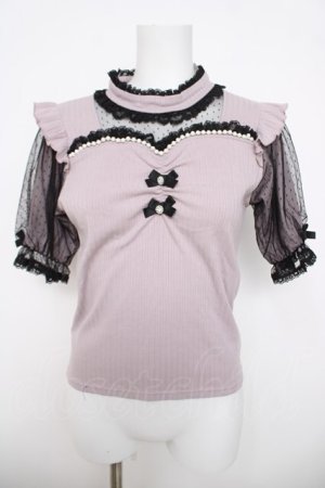 画像: NOEMIE / ドットチュールデコルテシアーカットソー  ピンク Y-26-03-30-049-LO-TO-SZ-ZY