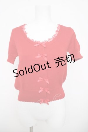 画像: Emily Temple cute / プチリボン付ニットカーディガン  赤 Y-26-03-30-050-ET-TO-SZ-ZY