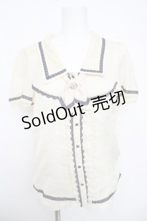 画像: axes femme / タイ付きバイカラーレースブラウス  生成り Y-26-03-30-005-AX-TO-SZ-ZY