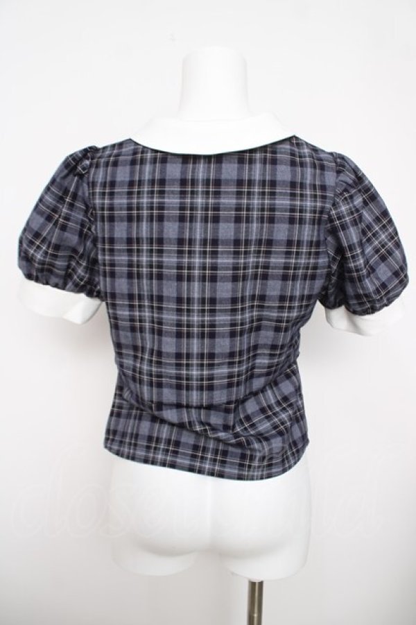 画像2: Bubbles / オープンネッククロップドブラウス F ネイビー Y-26-03-30-053-CA-BL-SZ-ZY (2)