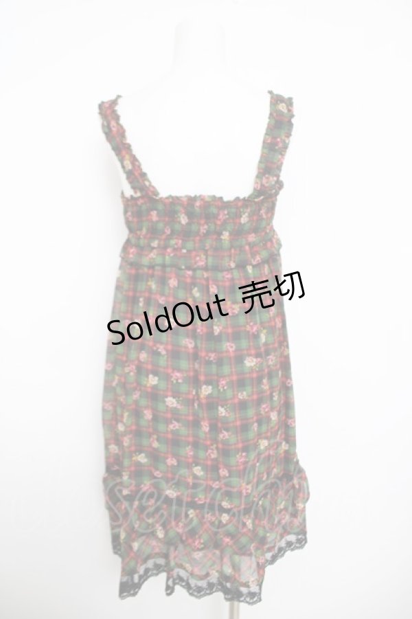 画像2: axes femme / チェックＸお花の2WAYチュニック  グリーン Y-26-03-30-057-AX-OP-SZ-ZY (2)