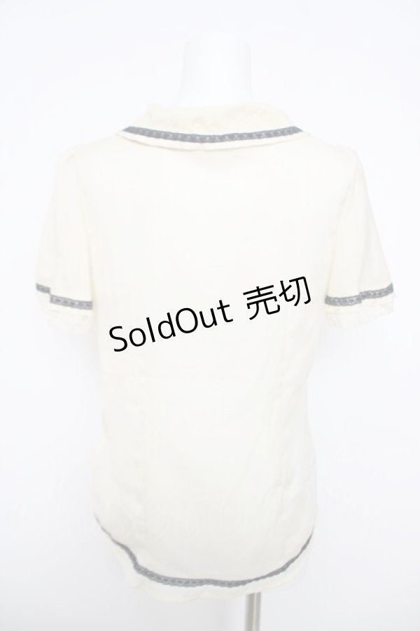 画像2: axes femme / タイ付きバイカラーレースブラウス  生成り Y-26-03-30-005-AX-TO-SZ-ZY (2)