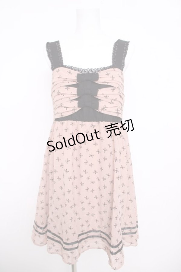 画像1: axes femme / リボン柄フロッキーチュニ  ピンク Y-26-03-30-058-AX-OP-SZ-ZY (1)