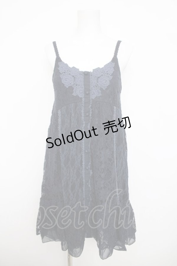 画像1: axes femme / レース切替ノースリチュニ  紺 Y-26-03-30-061-AX-OP-SZ-ZY (1)