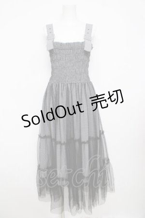 画像: axes femme POETIQUE / ギンガムシャーリングワンピース  黒 Y-26-03-30-066-AX-OP-SZ-ZY