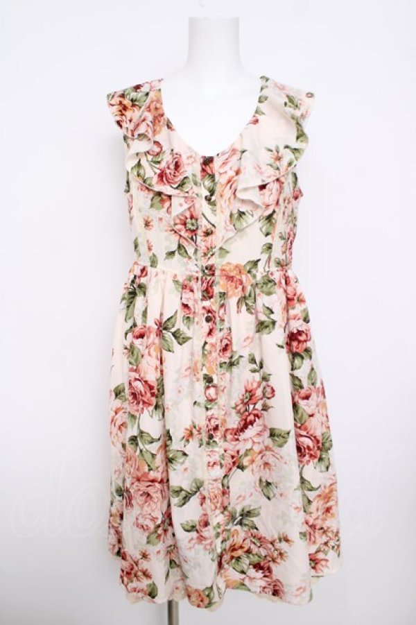 画像1: axes femme / 大花柄スリット入りワンピース  生成り Y-26-03-30-068-AX-OP-SZ-ZY (1)