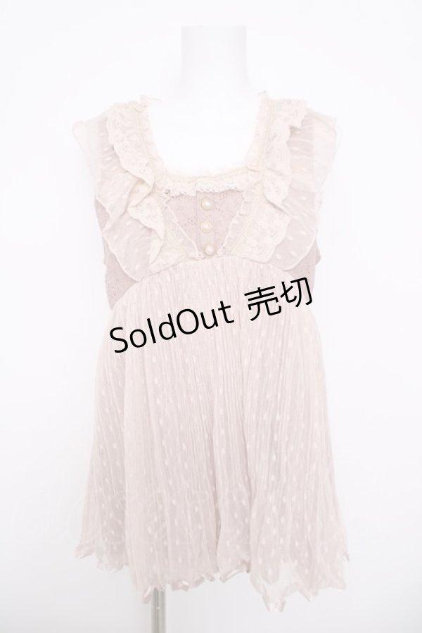 画像1: axes femme / レース切替ノースリーブトップス  ピンク Y-26-03-30-070-AX-TO-SZ-ZY (1)