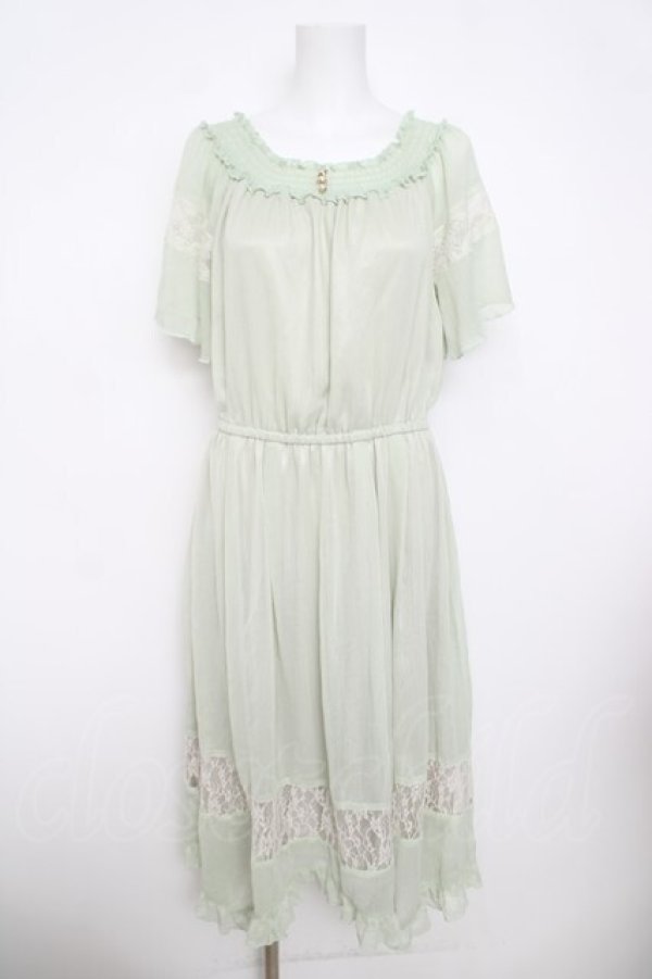 画像1: axes femme / 裾レース透けロングワンピース  ミント Y-26-03-30-071-AX-OP-SZ-ZY (1)