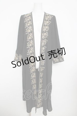 画像: axes femme / 刺繍入りロングガウンカーディガン M 黒 Y-26-03-30-072-AX-OP-SZ-ZY