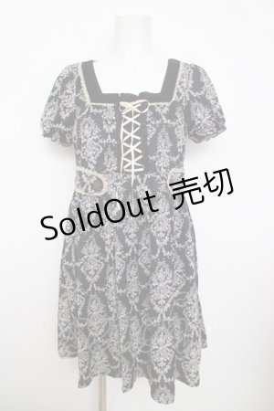 画像: axes femme / スムースオーナメント柄チュニ  黒 Y-26-03-30-075-AX-OP-SZ-ZY