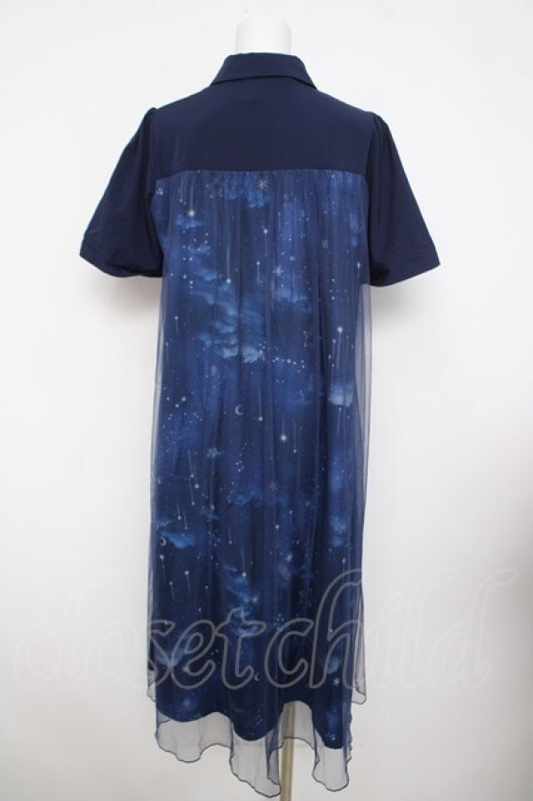 画像2: axes femme / エトワール柄チュール重ねワンピース  紺 Y-26-03-30-081-AX-OP-SZ-ZY (2)