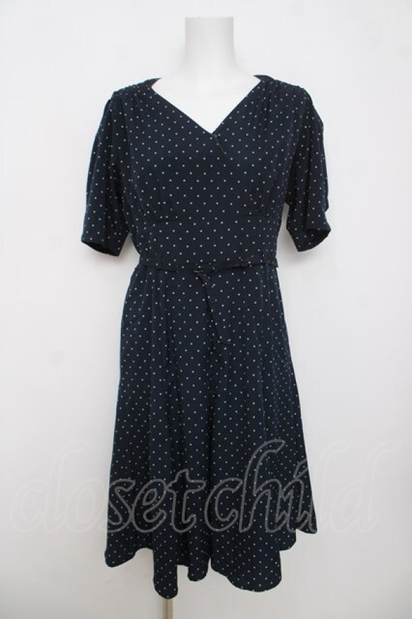 画像1: an another angelus / 水玉ワンピース  紺 Y-26-03-30-086-CA-OP-SZ-ZY (1)