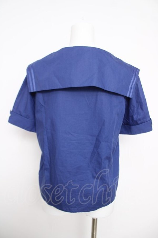 画像2: axes femme / マリン風セーラーカラーブラウス  青 Y-26-03-30-008-AX-BL-SZ-ZY (2)