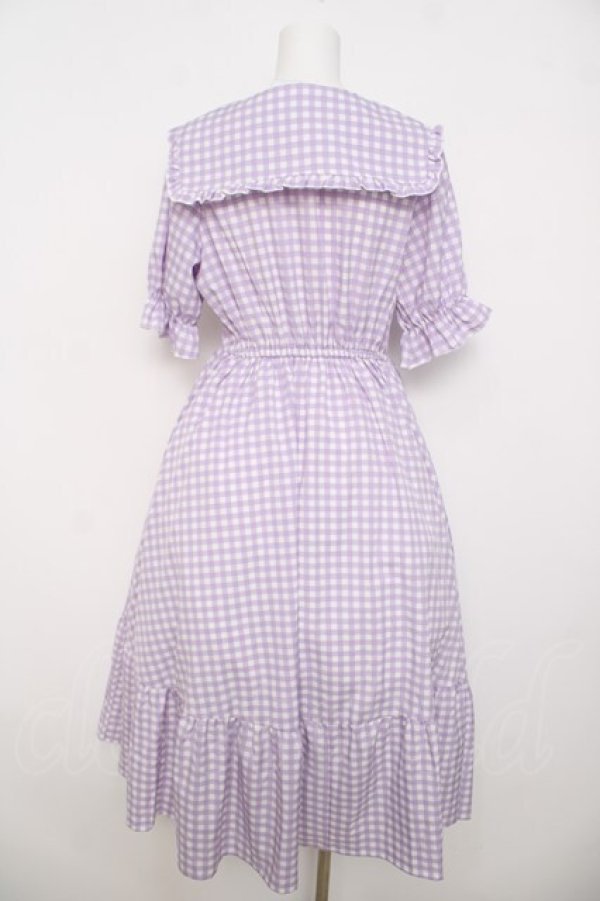 画像2: m petit by misako / TT*Mギンガムチェック半袖ワンピース M 中紫 Y-26-03-30-091-LO-OP-SZ-ZY (2)