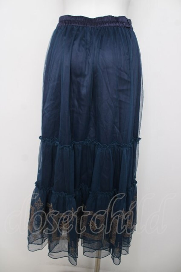 画像2: axes femme / 額縁刺繍チュールスカート F 紺 Y-26-03-30-096-AX-SK-SZ-ZY (2)