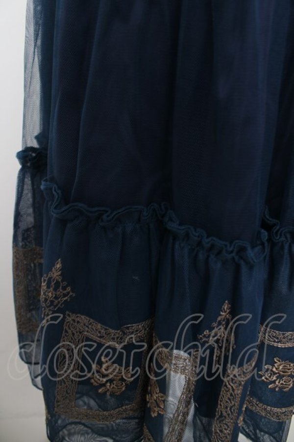 画像3: axes femme / 額縁刺繍チュールスカート F 紺 Y-26-03-30-096-AX-SK-SZ-ZY (3)