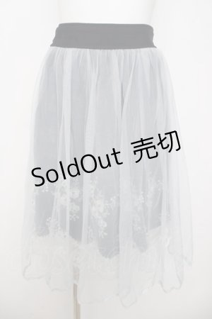 画像: axes femme POETIQUE / お花刺繍チュールスカート M 紺 Y-26-03-30-098-AX-SK-SZ-ZY