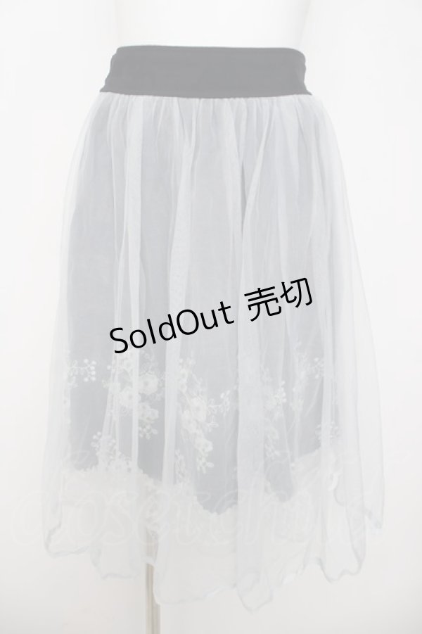 画像1: axes femme POETIQUE / お花刺繍チュールスカート M 紺 Y-26-03-30-098-AX-SK-SZ-ZY (1)