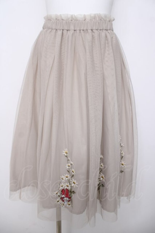 画像1: F i.n.t / フラワー刺繍チュールスカート/マイメロディ F ベージュ×赤 Y-26-03-30-101-CA-SK-SZ-ZY (1)