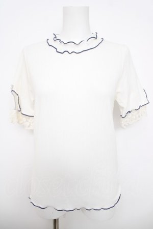 画像: axes femme / 吸水速乾袖レースメロープルオーバー  白 Y-26-03-30-011-AX-TO-SZ-ZY