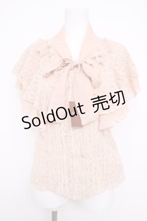 画像: axes femme / レースパピヨン袖ボータイブラウス  ピンク Y-26-03-30-019-AX-TO-SZ-ZY