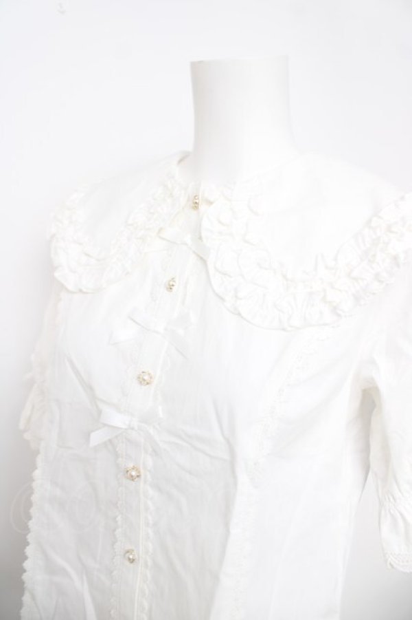 画像3: axes femme kawaii / 半袖丸襟コットンブラウス  白 Y-26-03-30-002-AX-BL-SZ-ZY (3)