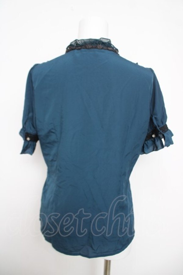 画像2: axes femme / スタンド襟レースブラウス M Bグリーン Y-26-03-30-025-AX-BL-SZ-ZY (2)