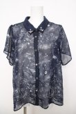 画像1: axes femme / 星座柄シフォンブラウス M 紺 Y-26-03-30-028-AX-BL-SZ-ZY (1)