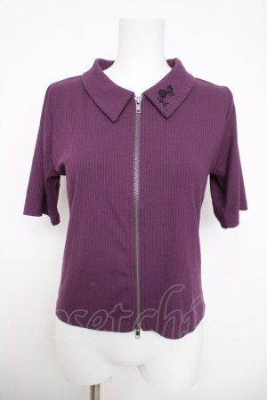 画像: axes femme / 刺繍入ダブルジップトップス  パープル Y-26-03-30-029-AX-TO-SZ-ZY