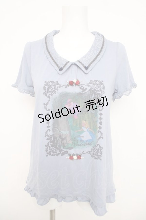 画像1: axes femme / 刺繍入襟付きプルオーバー M ブルー Y-26-03-30-031-AX-TO-SZ-ZY (1)