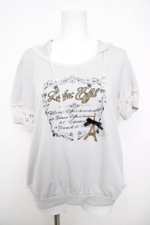 画像: axes femme / プリント半袖パーカー  グレー Y-26-03-30-032-AX-TO-SZ-ZY