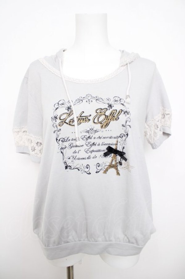 画像1: axes femme / プリント半袖パーカー  グレー Y-26-03-30-032-AX-TO-SZ-ZY (1)