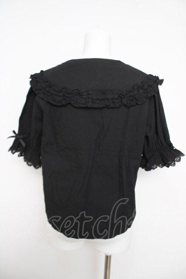 画像2: axes femme kawaii / 半袖丸襟コットンブラウス  黒 Y-26-03-30-003-AX-BL-SZ-ZY (2)