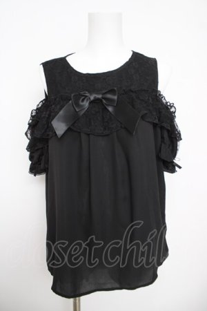 画像: axes femme kawaii / フリルオフショルブラウス  黒 Y-26-03-30-034-AX-BL-SZ-ZY