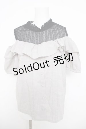 画像: axes femme POETIQUE / レース切替オフショルトップス M グレー Y-26-03-30-035-AX-TO-SZ-ZY