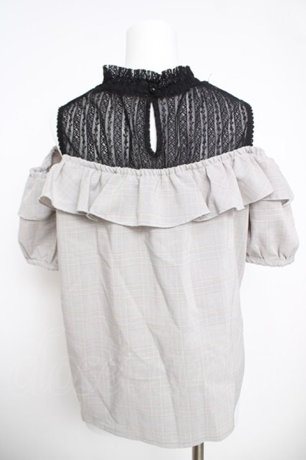 画像2: axes femme POETIQUE / レース切替オフショルトップス M グレー Y-26-03-30-035-AX-TO-SZ-ZY (2)