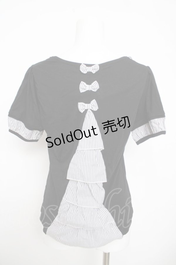 画像2: axes femme / ストライプ切替半袖トップス  黒 Y-26-03-30-037-AX-TO-SZ-ZY (2)