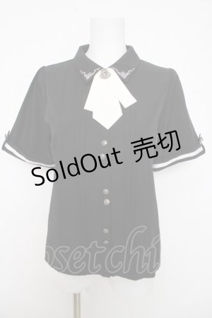 画像: axes femme / メタル×タイ付き連釦ブラウス M 黒 Y-26-04-01-061-AX-BL-SZ-ZY