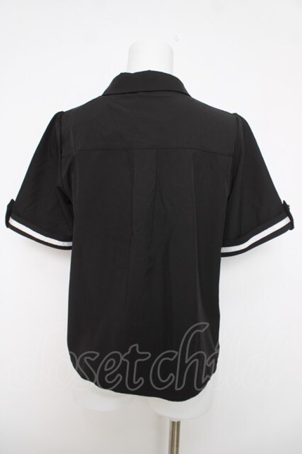 画像2: axes femme / メタル×タイ付き連釦ブラウス M 黒 Y-26-04-01-061-AX-BL-SZ-ZY (2)