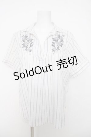 画像: axes femme / チュール透けお花刺繍シャツ M オフシロ Y-26-04-01-062-AX-BL-SZ-ZY