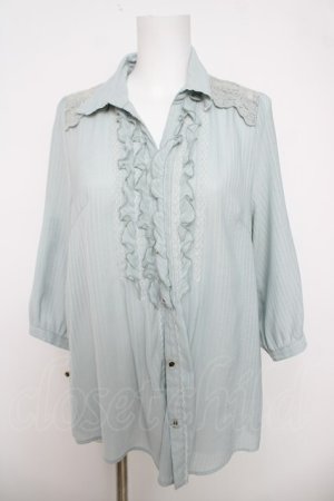 画像: axes femme / ストライプロールアップシャツ M ミント Y-26-04-01-063-AX-BL-SZ-ZY