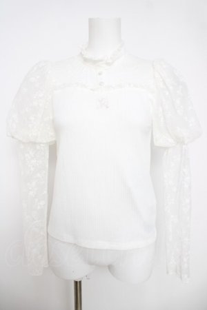 画像: evelyn / パフスリーブリブTP F 白 Y-26-04-01-077-LO-TO-SZ-ZY