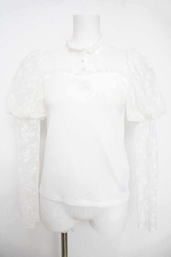 画像1: evelyn / パフスリーブリブTP F 白 Y-26-04-01-077-LO-TO-SZ-ZY (1)