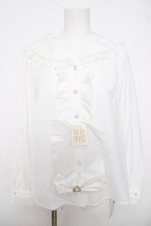 画像: Secret Honey / レースアップうさ耳ブラウス 2 ホワイト Y-26-04-01-080-CA-BL-SZ-ZY