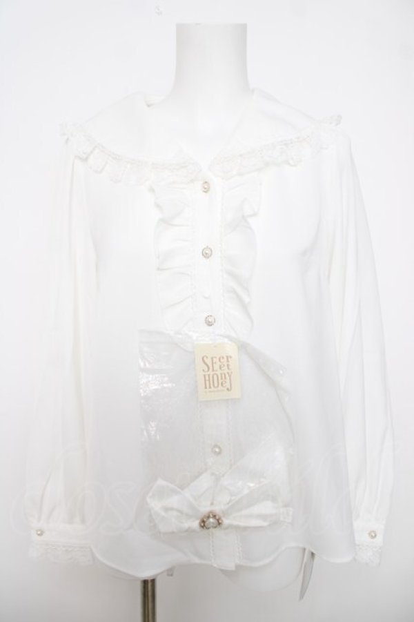 画像1: Secret Honey / レースアップうさ耳ブラウス 2 ホワイト Y-26-04-01-080-CA-BL-SZ-ZY (1)