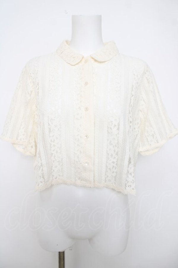 画像1: F i.n.t / ストライプレース シャツ F アイボリー Y-26-04-01-087-CA-OP-SZ-ZY (1)