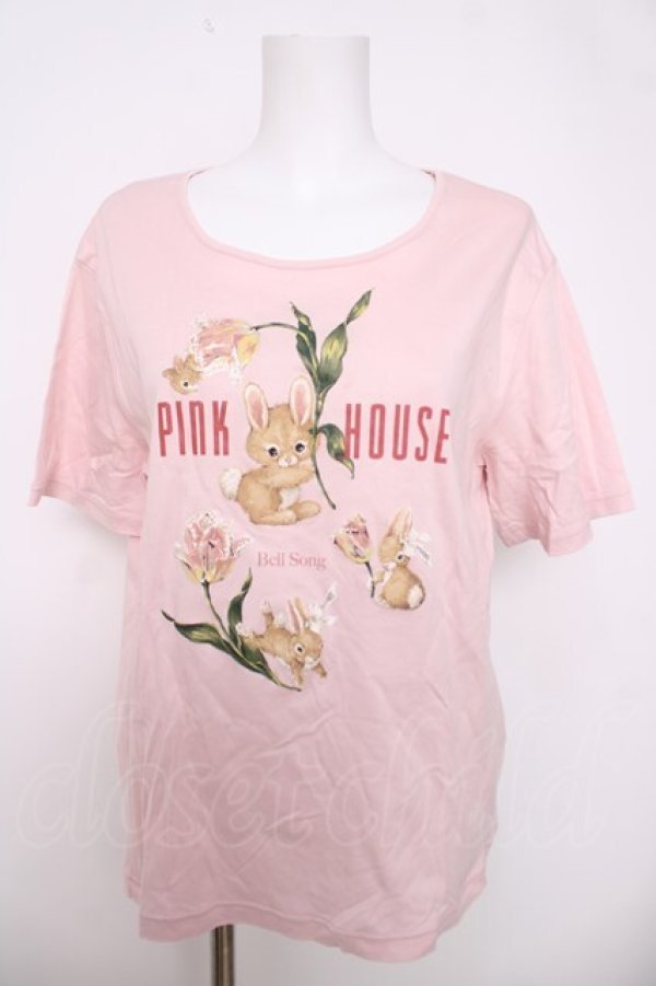 画像1: PINK HOUSE / チューリップうさぎプリントカットソー F ピンク Y-26-04-01-092-LO-TO-SZ-ZY (1)