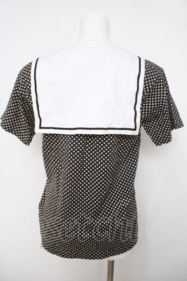 画像2: PINK HOUSE / ドット柄セーラープルオーバー F 黒 Y-26-04-01-095-LO-TO-SZ-ZY (2)