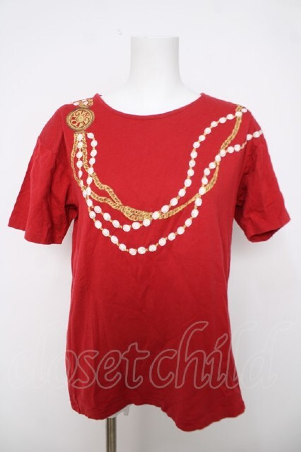 画像1: INGEBORG / パールネックレスptカットソー F 赤 Y-26-04-01-098-LO-TO-SZ-ZY (1)